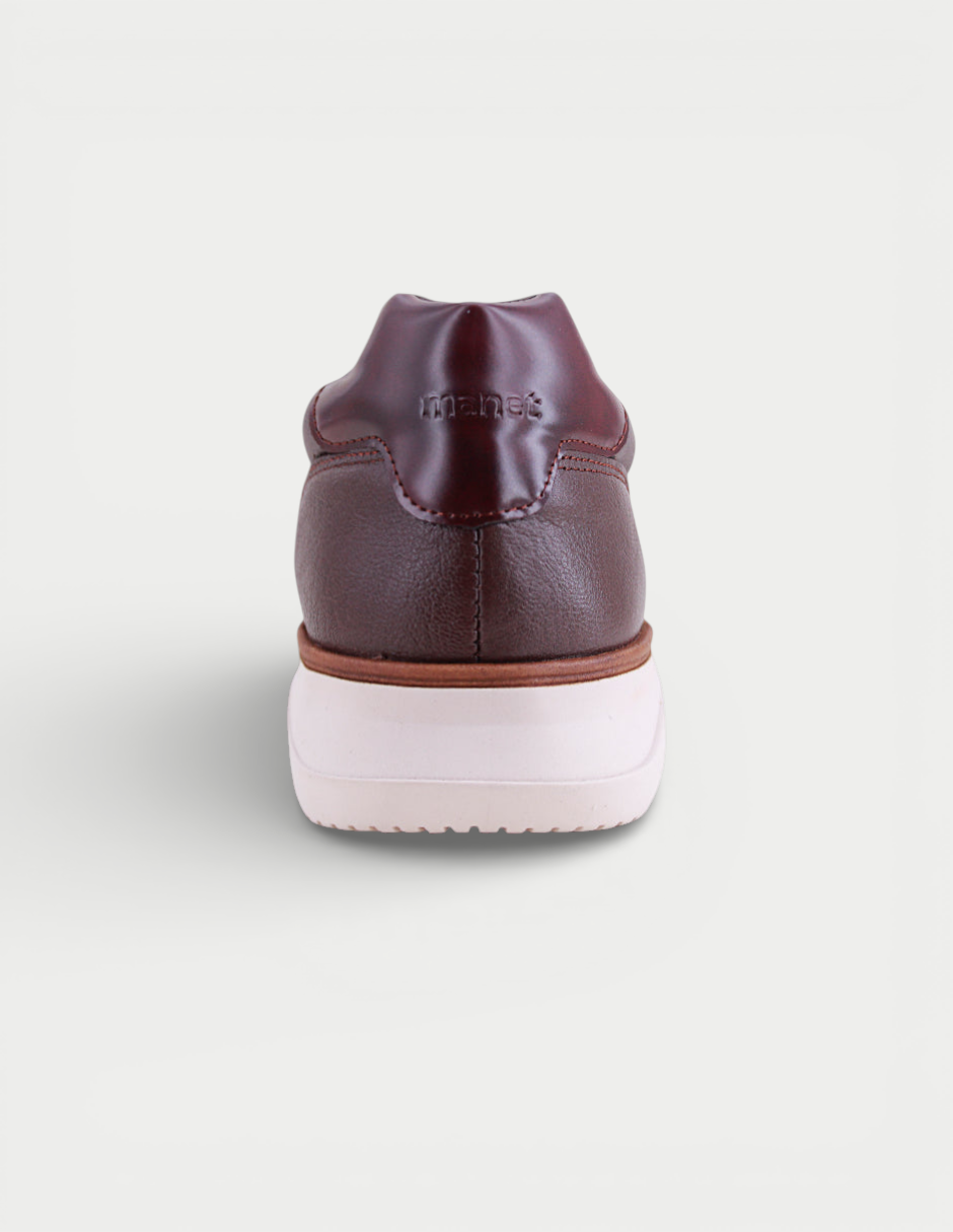 Manet Midas 01 men's dark brown genuine leather sneakers with white sole and refined stitching.